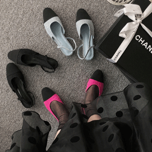 코코 트위드 sling back shoes / 3 color