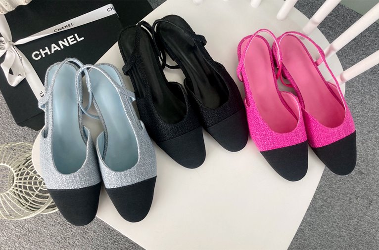 코코 트위드 sling back shoes / 3 color